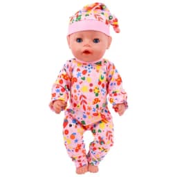 Doll Clothes Long One Piece Pajamas + Nightcap For 18Inch American&43Cm Baby Doll Accessories Nenuco Sleeping Blanket