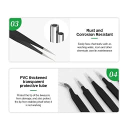 RELIFE ESD-11/15 Alloy Black Anti-static Ceramic tweezersTweezers Strong and Sturdy for Mobile Phone Maintenance tools sets