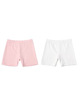 2Pcs Summer Solid Color Kids Leggings Girls Safety Shorts Leggings Girls' Beach Shorts Are Suitable for Children Aged 2-12 Years