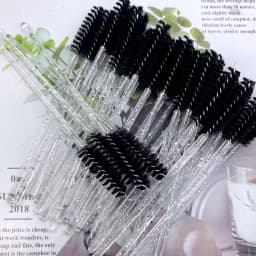 50pcs Eyelashes Brush Crystal Diamond Handle Makeup Brush Mascara Wands Eyelash Extension Tool Supplies Applicator Spoolers