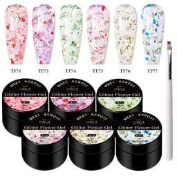 7pcs Glitter Sequins Gel Nail Polish Set Pink Silver Laser Glitter Semi Permanent Soak Off UV Gel Varnish Manicure Nail Supplies