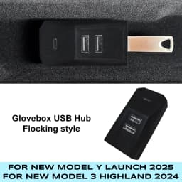 TEKSY Glovebox USB Hub For Tesla New Model Y 2026 Juniper 2025 Model 3 Highland Type-C Port Digital Display Splitter Docking