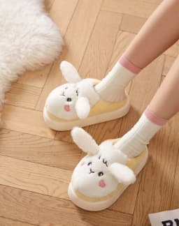 White Rabbit Hare Slippers Women's Cute Animal Platform Home Mules Shoes Girls Bedroom Plush Slides Slipper Ears Indoor Shoes