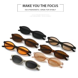 Retro Oval Frame Sunglasses Fashion Personalized Trendy Small Frame Sunglasses Punk Cat Eyes Sunshade Sun Protection Glasses