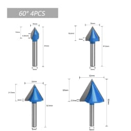 LAVIE Set 1/4 6mm Shank 60 90 120 150 Degree V Type Slotting Cutter Bit CNC Engraving Solid Router Bit Carbide Milling Cutter