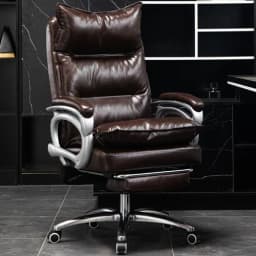 Luxury Leather Manager Chair Ergonomic High Back Executive Chair With Lumbar Massage 135° Footrest Recliner Office Chair