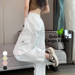 White Quick Dry Women's Summer Pants High Waist Cuffed Thin Wide Leg Harlan Sport Workwear Trousers Comfortable Casual Pants
