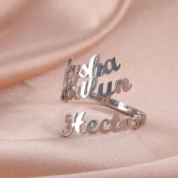 Custom Double First Name Finger Ring For Women Men Personalized Couple Wedding Gift Gold Color Stainless Steel Open Ring Jewelry