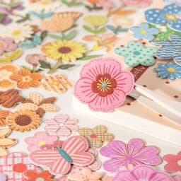 Journal GO Mini Flower Hard Card Sticker Set 90 Sheets of Floral & Plaid Patterns for Journaling Scrapbooking and DIY Crafts