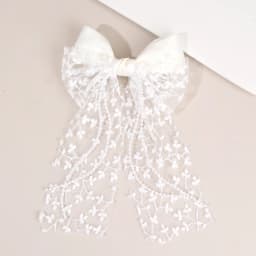 Tulle Bow Hair Clip Sweet Mesh Chiffon Patchwork Bownot Hairpin Elegant Pearl Beads Barrette Girls Women Headdress Accessories