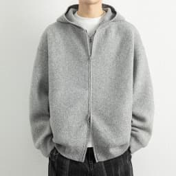 Legible Autumn Winter Casual Sweaters Men Solid Color Hooded Sweatercoats Male Loose Zip-up Knitted Cardigan Man