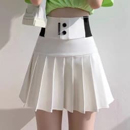 High Waist A-Line Skirt Black Pleated Spring Autumn Design Letter Elastic Abdomen Half Body Skirt City Walk PVC Fabric