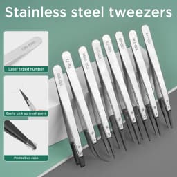 1Pc Anti-Static High Quality ESD Tweezers Replaceable Tweezers Tips Stainless Steel Body Carbon Fiber Conductive Plastic Tweezer