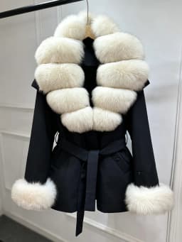 Janveny Luxury Women's Winter Down Jacket 2026 New Large Natural Real Fox Fur Cuff 90% White Duck Down Coat Female Feather Parka