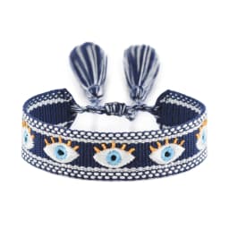 Fashion Woven Bracelets Stackable Evil Eyes Embroidered Tassel Bracelets Everyday Style
