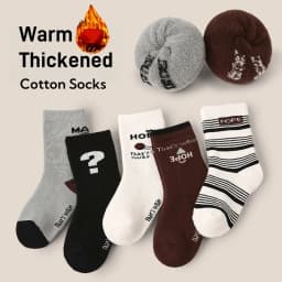 Children's Thickened Socks Winter Boys' Cartoon Dinosaur Terry Socks Warm Cotton Socks Baby Thermal Socks 5 Pairs