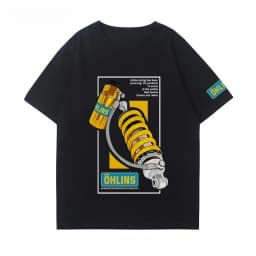 OHLINS Motorcycle Shock Absorber Modified T-Shirt Casual Trendy Brand Men Women Car Club Crew Neck Short-Sleeved Top