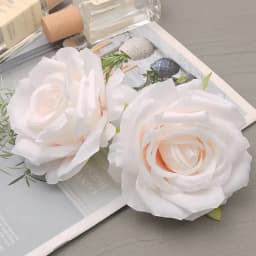 30pcs/Lot 9cm-10cm Large Artificial White Rose Silk Flower Heads DIY Wedding Decoration Wreath Scrapbooking Craft Fake Flowers