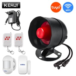 KERUI Tuya WIFI Siren Alarm System Installation Simple Infrared Sensor Connection Remote Control Home Security Protection Set