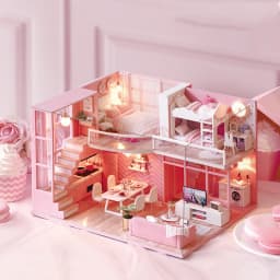 3D Wooden Mini Doll House Assembly Building With Furniture Kit DIY Handmade Duplex Apartment Production Toys Birthday Gifts