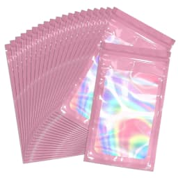 20pcs Zip Lock Bag Laser Plastic Jewelry Storage Bag DIY Earrings Necklace Bracelets Beads Gift Organizer Retail Packaging Pouch