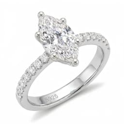 TEZZC 3CT Marquise Cut Moissanite Ring S925 Silver Gold Plated Engagement Wedding Band Lab Diamond Promise Rings For Women