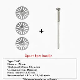 Ultra-Thin Double-Sided Diamond Grinding Discs – 0.20mm Cutting & Polishing Blades with 2.35mm Shank