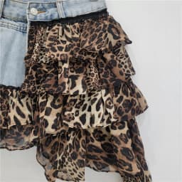 DEAT Denim Splicing Irregular Short Skirts For Women 2024 Summer New Fashion Versatile Chiffon Mini Skirt Female Trend 33A1587