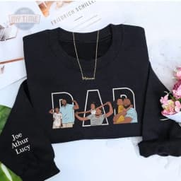 Dad Portrait Custom Embroidered, Custom PAPA Embroidered Sweatshirt, Portrait From Photo Embroidered Shirt, Custom Dad Hoodie