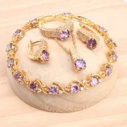 925 Silver Jewelry Sets For Women Magic Rainbow Zircon Gold Color Wedding Earrings Stones Bracelets Rings Pendant Necklace Set