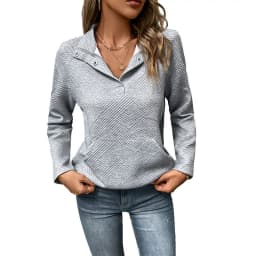 Casual Long Sleeve Hoodie Regular Fit Simple Style with Pocket Stand Collar Patchwork Lightweight Single Women Hoodie Autumn