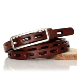 Natural Leather Thin belt Pin Buckle Genuine Leather Belt For Women Female Cowskin Leather Dress Decoration Small Ladies Belt