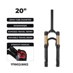 BOLANY Suspension Fork Mountain Bicycle 20/24 Inch Disc Brake Straight Tube Travel 100mm MTB Air Fork For Bicycle Accessoires