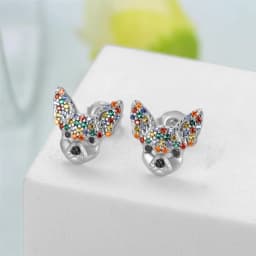 Cute Girl Cat Stud Earrings Exquisite Women's Earrings Fashion Accessories Party Jewelry Full Rhinestone Stud Earrings Girl Gift