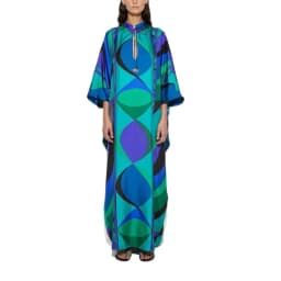 2026 Spring Summer Women's Printed Belted Maxi Dress Gown Round Neck Elegant Evening Dress Outfit Clothing