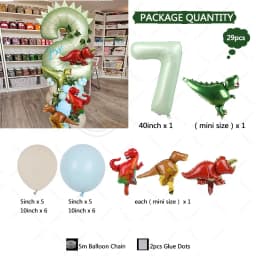 29pcs Dinosaur Theme Balloons 40inch Green Digital Birthday Balloon Baby Shower birthday party Jungle Dinosaur Decoration