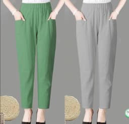 Large Size Korean Casual Thin Cotton Linen Pants Women Spring Summer Elastic Waist Ankle-Length Pants Woman Harem Trousers