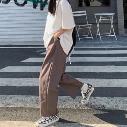 Brown Loose Straight Leg Workwear Pants Women's Spring Autumn plus Size Comfortable Casual American Style Wide Leg Trousers