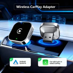 2-in-1 Wireless CarPlay & Android Auto Adapter, Plug & Play CarPlay Dongle Converts Wired to Wireless, Fast Auto-Connect