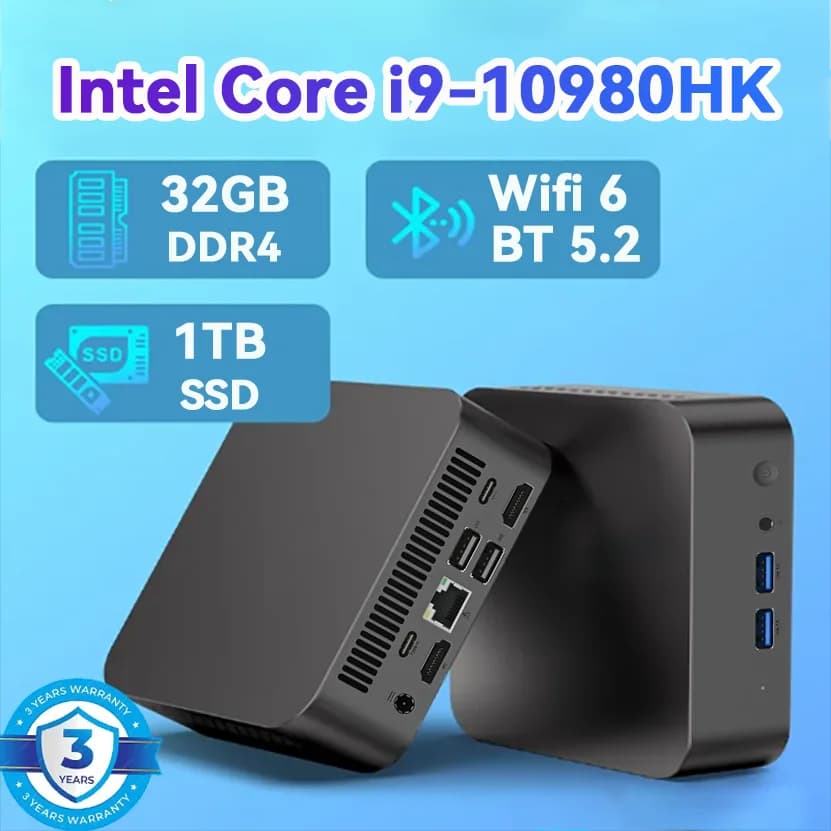 Intel Core I9-10980HK Mini PC Intel N150 16GB 32GB RAM 1/2TB SSD Bluetooth 5.2 WiFi6 1000M Ethernet Windows 11 Gaming Office PC