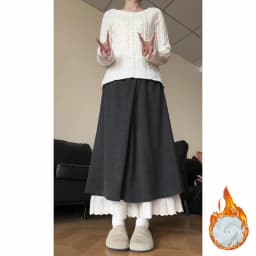 Slimming Effect Fleece Lined Lace Trim Wide Leg Pants Women's Autumn Winter Thickened Drapey Faux Wrap Skirt Pants Casual Wear
