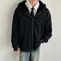 IEFB Niche Design Men's Sweaters Hooded Diamonds Patchwork Faux Fur Patchwork Zipper Solod Color Loose Male Hoodies Chic 9X1784