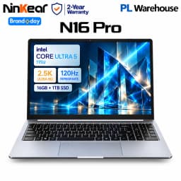 Ninkear N16 Pro Laptop Intel Core Ultra 5 115U, 16GB LPDDR5 RAM 1TB SSD, 16 Inch 2.5K IPS 120Hz Display, 100% SRGB, WiFi 6, Backlit Keyboard, Fingerprint Unlock, 65W USB-C Charging, Metal Body, Notebook for Office Work, Study and Multitasking