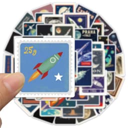50PCS Space Travel Planner Stickers Planet Rocket Exquisite Handbook Material Phone Case Laptop Luggage Waterproof Stickers