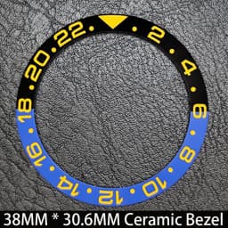 Sloping 38mm * 30.6mm Ceramic/Aluminum Blue Luminous Bezel GMT and Diving Watch Insert Fit for 40mm Watch Case Replacement Watch