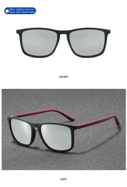 Mjyiwang Men Matte Square Polarized Sunglasses UV400 Blue Mirror Lens Anti Glare Driving Fishing Travel Outdoor Eyewear