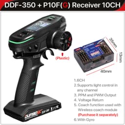DUMBORC DDF-350 Transmitter with Receiver 2.4G 10CH Digital Radio Remote Controller for RC Car Boat Tank LCD FHSS System