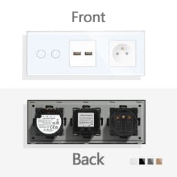 TAWOIA French Polish Power Socket Touch Switch Glass Panel USB Double Outlet Triple Wall Sockets Button Switch Fits E-type Plugs