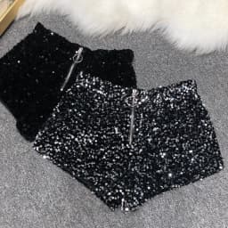 Whole Body The New 2023 Sparkling Sequins Shorts Women Short Zipper Nightclub Woman Slim Fit for Silver and Black Sexy Shorts