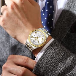 POEDAGAR Luxury Man Watch Waterproof Luminous Week Date Wristwatch For Men Stainless Steel Fashion Quartz Men's Watches+Box Gift